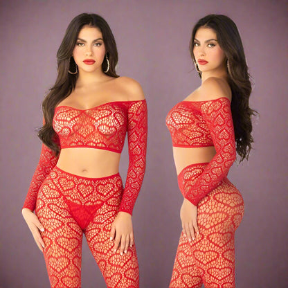 Cloud 9 Lingerie | Sexy Lingerie in Corpus Christi | SEE THRU LEGGING SET WITH HEART SHAPES