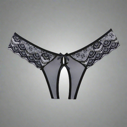 Cloud 9 Lingerie | Sexy Lingerie in Corpus Christi | BLACK LACE AND MESH OPEN CROTCH PANTY