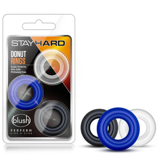Cloud 9 Lingerie | Adult Toys for Men in Corpus Christi | Stay Hard donut rings packaging with three rings displayed in front.