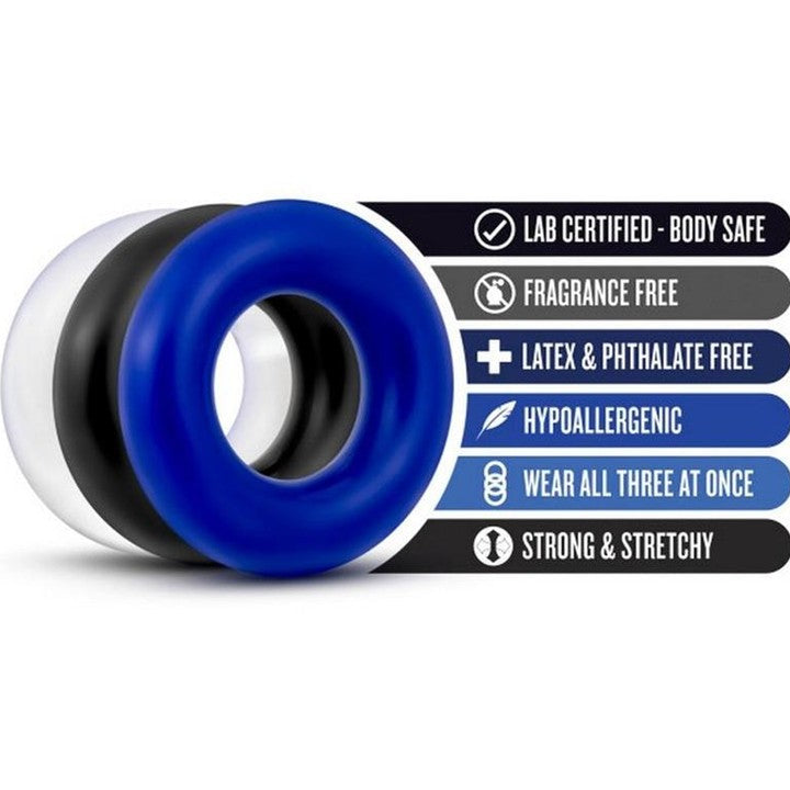 Cloud 9 Lingerie | Adult Toys for Men in Corpus Christi | Stay Hard donut rings packaging with three rings displayed in front.
