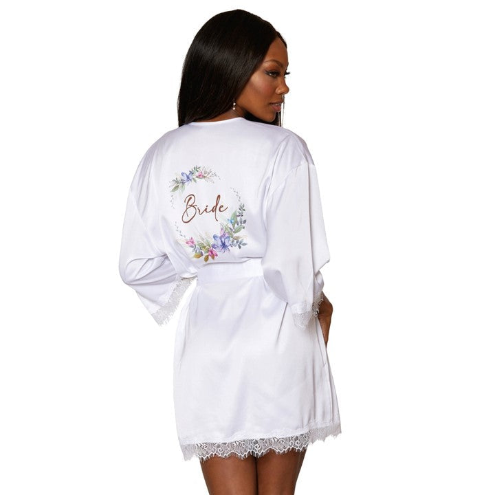 Cloud 9 Lingerie | Sexy Bridal Lingerie in Corpus Christi | WHITE BRIDE FLORAL EMBROIDERED ROBE