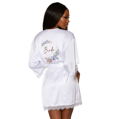 Cloud 9 Lingerie | Sexy Bridal Lingerie in Corpus Christi | WHITE BRIDE FLORAL EMBROIDERED ROBE