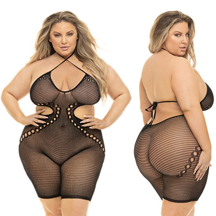 Cloud 9 Lingerie | Sexy Lingerie in Corpus Christi | BLACK FISHNET ROMPER BODYSTOCKING | Queen Size