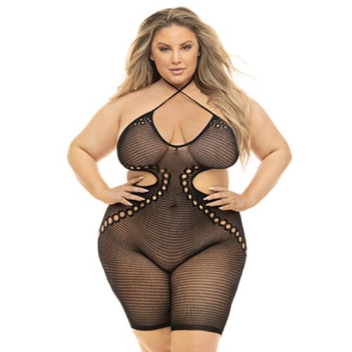 Cloud 9 Lingerie | Sexy Lingerie in Corpus Christi | BLACK FISHNET ROMPER BODYSTOCKING | Queen Size