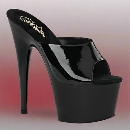 Cloud 9 Lingerie | Sexy Stripper Shoes in Corpus Christi | 7-INCH SLEEK BLACK SLIDE PLATFORM HEELS