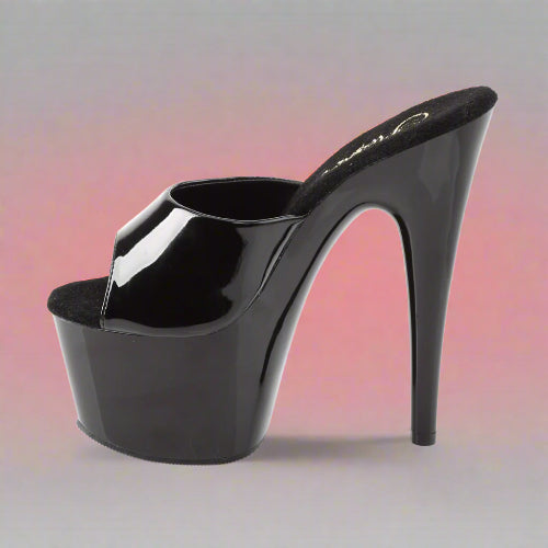 Cloud 9 Lingerie | Sexy Stripper Shoes in Corpus Christi | 7-INCH SLEEK BLACK SLIDE PLATFORM HEELS