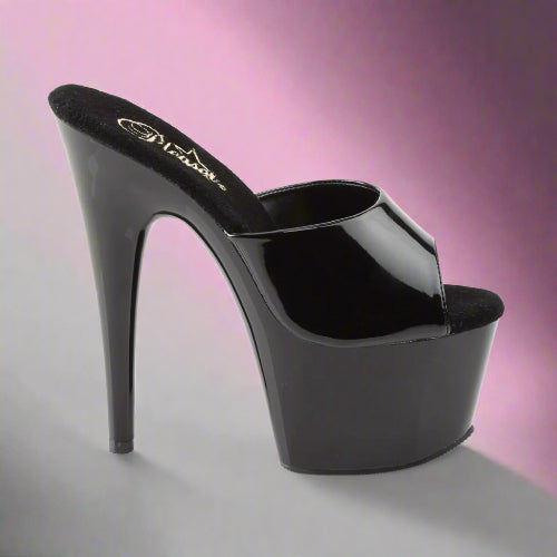 Cloud 9 Lingerie | Sexy Stripper Shoes in Corpus Christi | 7-INCH SLEEK BLACK SLIDE PLATFORM HEELS