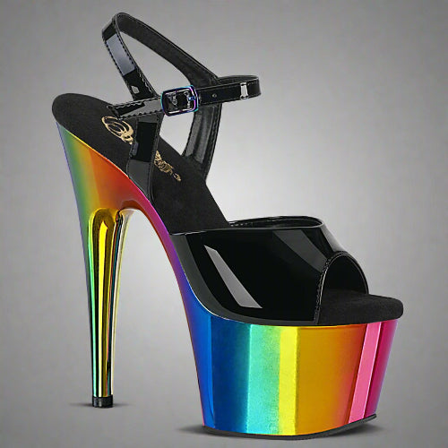 Cloud 9 Lingerie | Sexy Stripper Shoes in Corpus Christi | RAINBOW CHROME PLATFORM HEEL SHOES