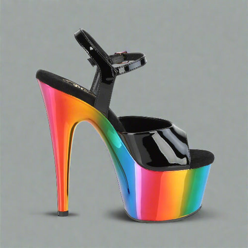 Cloud 9 Lingerie | Sexy Stripper Shoes in Corpus Christi | RAINBOW CHROME PLATFORM HEEL SHOES