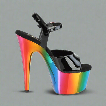 Cloud 9 Lingerie | Sexy Stripper Shoes in Corpus Christi | RAINBOW CHROME PLATFORM HEEL SHOES