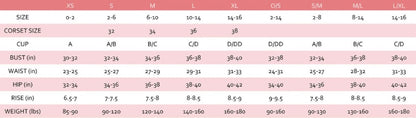 Cloud 9 Lingerie | Sexy Lingerie in Corpus Christi | SIZE CHART