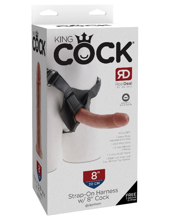 Cloud 9 Lingerie | Adult Toy Store in Corpus Christi | KING COCK 8-INCH STRAP-ON SET | CARAMEL TONE