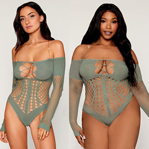 Cloud 9 Lingerie | Sexy Miss and Plus Size Lingerie at 4902 Holly in Corpus Christi, Tx | SEAMLESS GREEN SAGE TEDDY