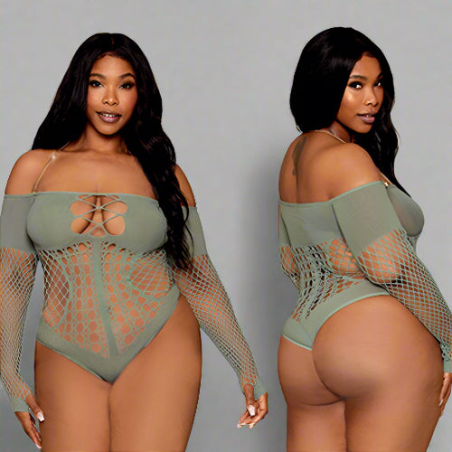 Cloud 9 Lingerie | Sexy Miss and Plus Size Lingerie at 4902 Holly in Corpus Christi, Tx | SEAMLESS GREEN SAGE TEDDY