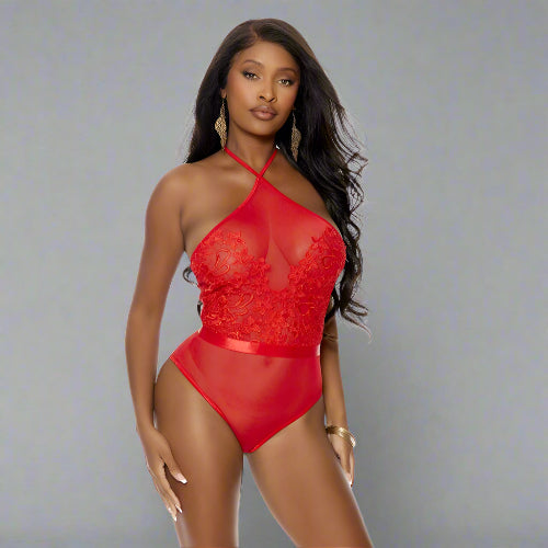 Cloud 9 Lingerie | Sexy Valentine's Day Lingerie in Corpus Christi | SEE THRU RED MESH TEDDY