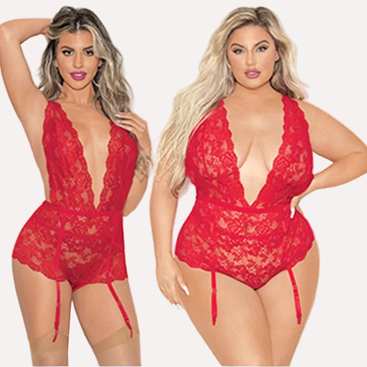 Cloud 9 Lingerie | Sexy Valentine's Day Lingerie in Corpus Christi | FIERY RED LACE TEDDIETTE