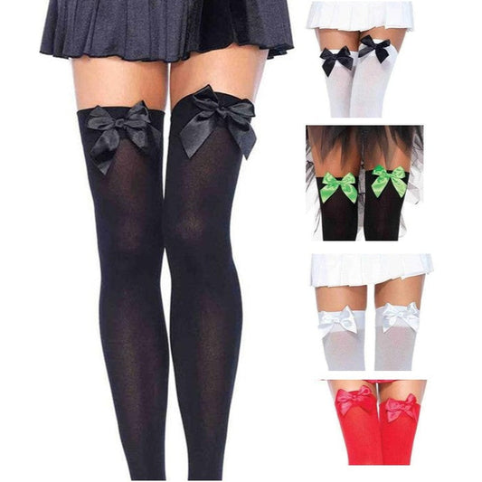 Cloud 9 Lingerie | Sexy Lingerie in Corpus Christi | OPAQUE THIGH HIGH STOCKINGS WITH SATIN BOWS