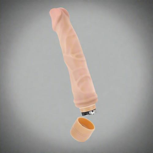 The doctor is in! The Dr. Skin Cock Vibe 6 is a long, realistic vibrator with a prominent head. Control the toy's powerful, throbbing vibrations with the convenient twist-dial base. The Dr. Skin Vibe 6 is waterproof, so it's perfect for shower and bath time. Made of non-porous, body safe PVC, this vibe contains no phthalates, latex, paraffins, or chemical fragrances. To clean, use soap and water or a toy cleaner, then let air-dry. 9 Inch Length (7.5 Inch Insertable) x 1.5 Inch Width Adjustable Multi-Speed V