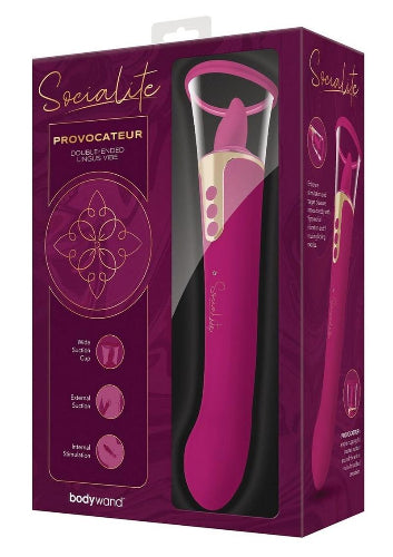 Cloud 9 Lingerie | Adult Toys for Women in Corpus Christi | SOCIALITE VIBRATING WAND WITH TONGUE AND SUCTION CUP