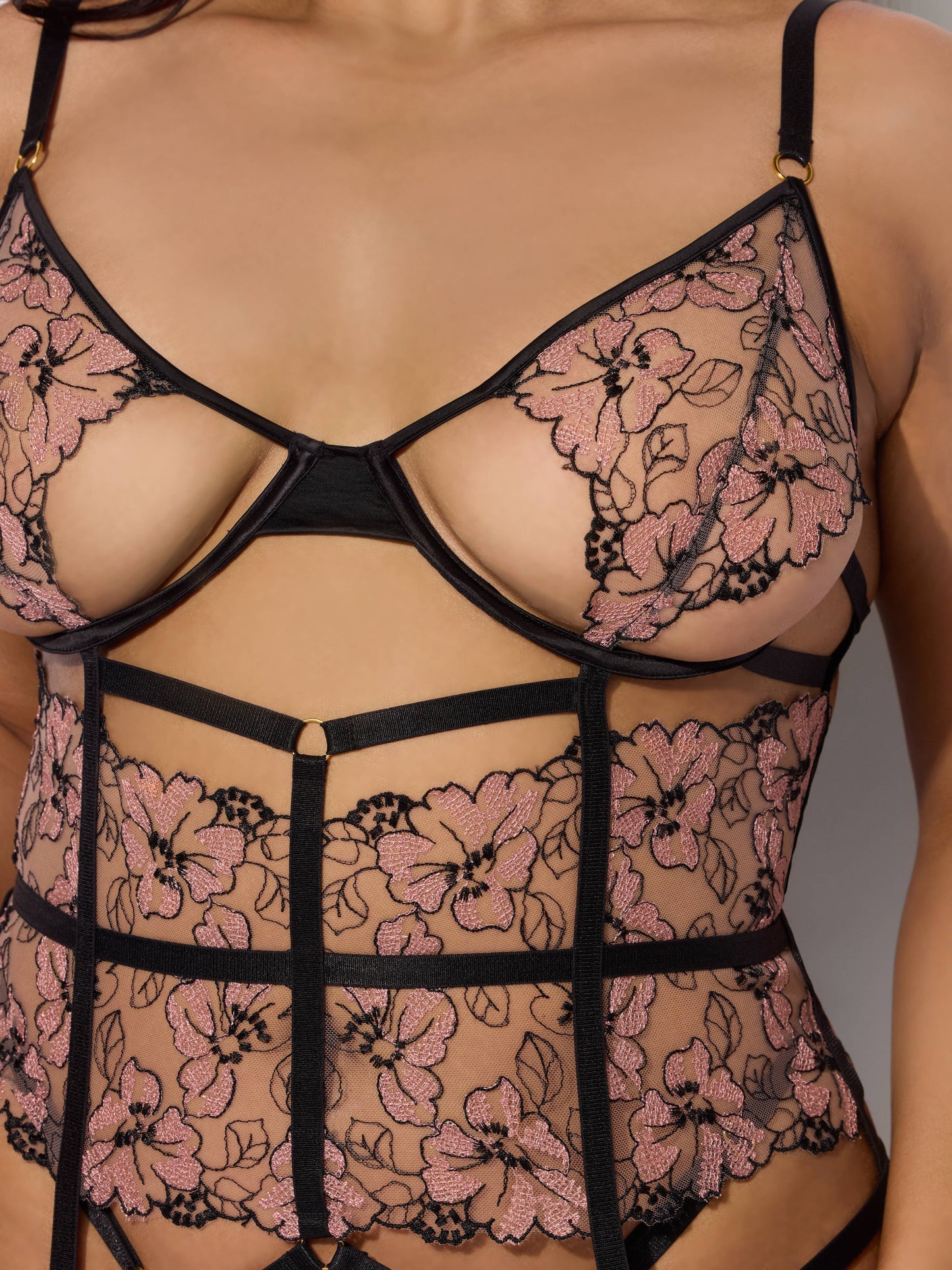 NOVA BLACKLIGHT LACE CORSET & CROTCHLESS G-STRING SET