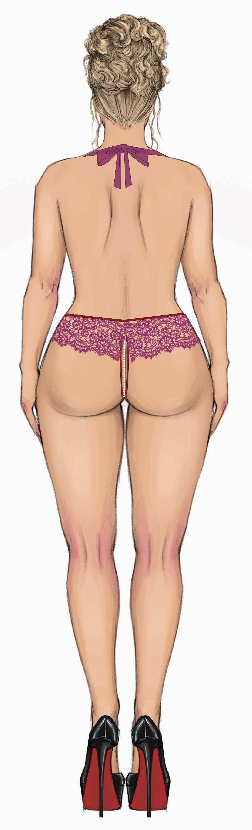 JOCELYN LACE & PEARL CROTCHLESS TEDDY
