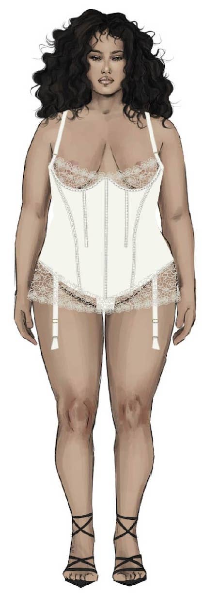 ROSALIE SATIN & EMBROIDERED LACE CHEMISE & G-STRING SET