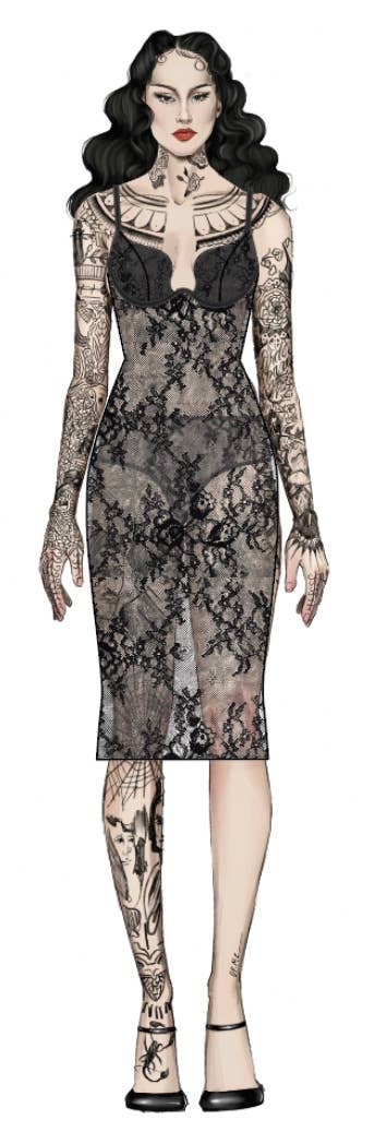 YVONE LACE PLUNGE PUSH UP GOWN
