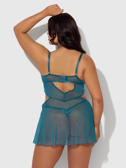 NOVA BLACKLIGHT LACE BABYDOLL & G-STRING SET