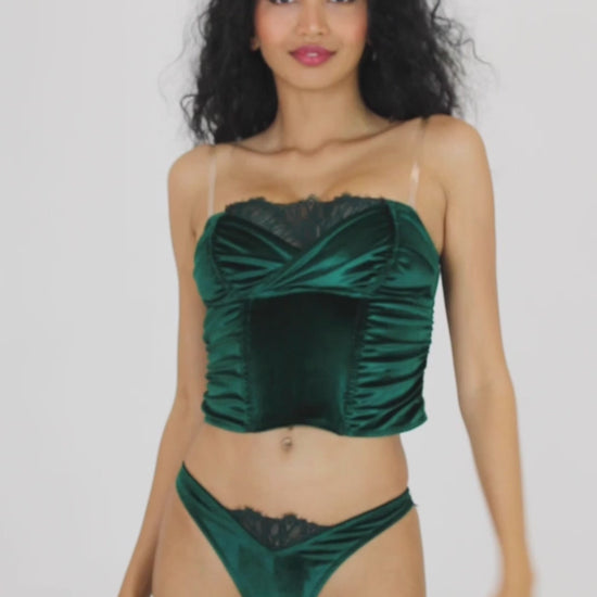 Cloud 9 Lingerie | Sexy Lingerie in Corpus Christi | EVERGREEN VELVET 2-PIECE SET | 27.99