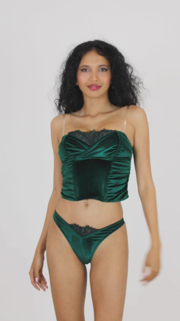 Cloud 9 Lingerie | Sexy Lingerie in Corpus Christi | EVERGREEN VELVET 2-PIECE SET | 27.99